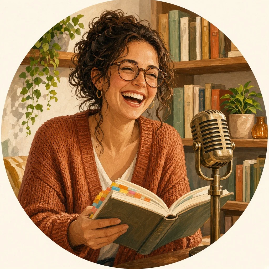 p21_r05 — Sunlit Study Host: Tortoiseshell Glasses & Annotated Books