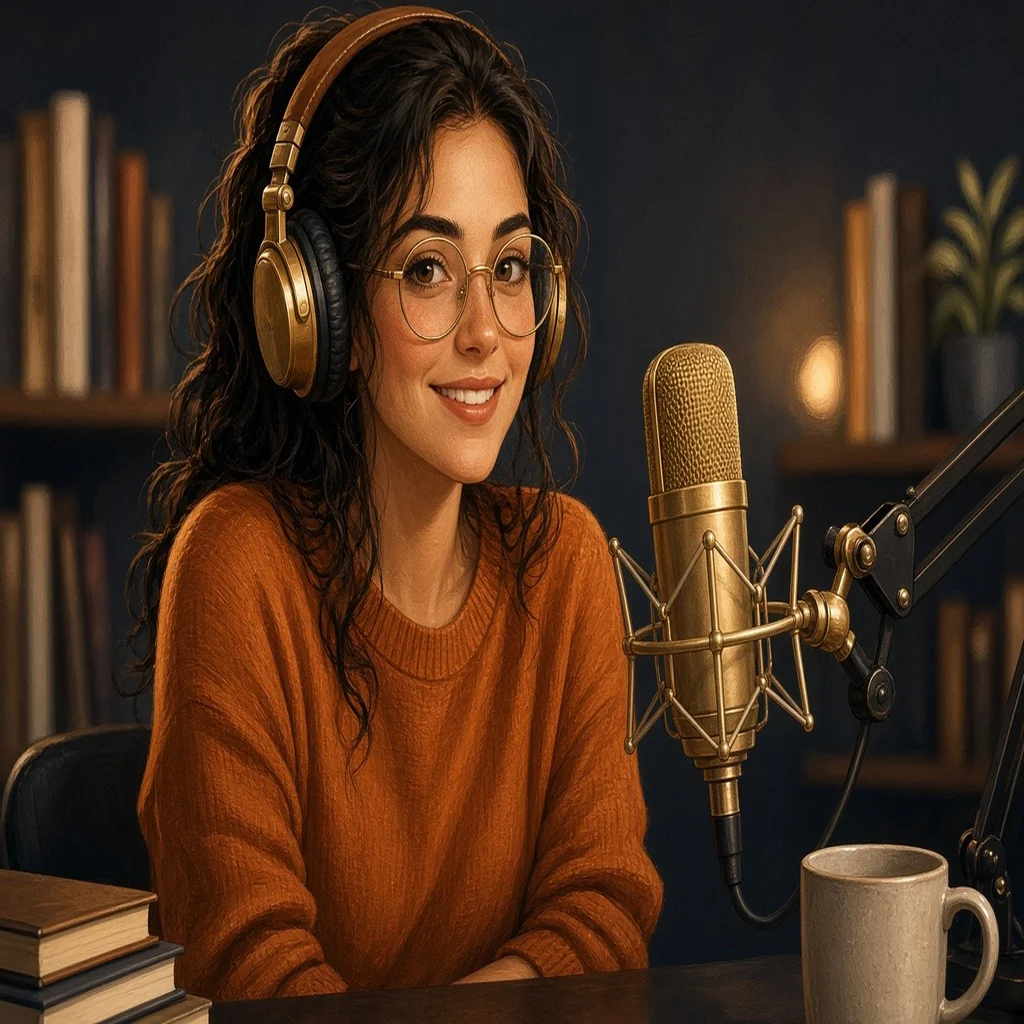 p23_r02 — Studio Skeptic in Glasses (Warm Slate & Amber)